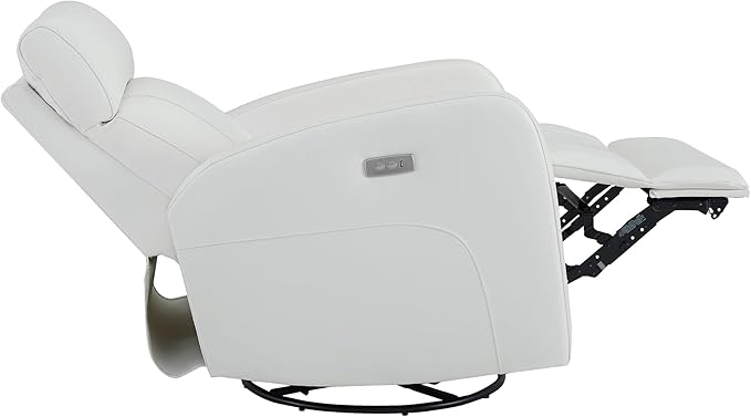 CHITA Genuine Leather Power Swivel Glider Recliner Chair FSC Certified Double Layer Backrest Truck Armrest Recliner Chair Sofa for Living Room-White