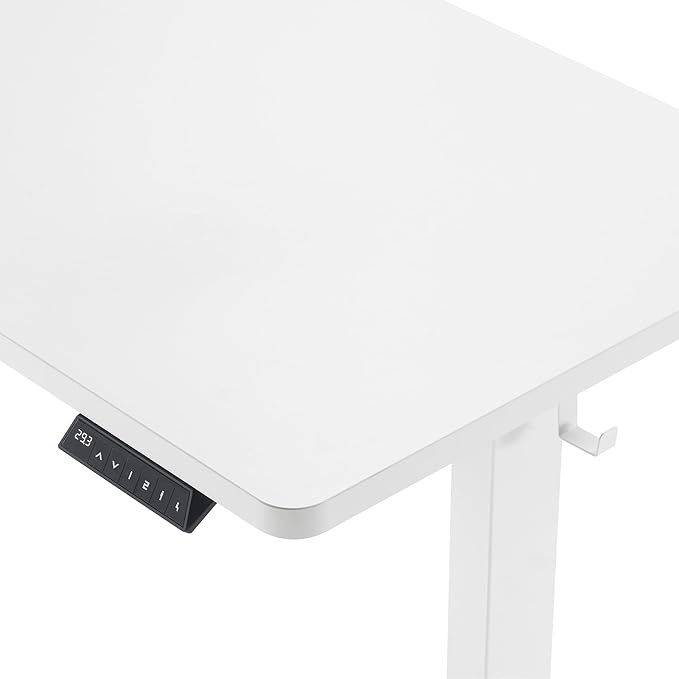 OSP Home Furnishings Primo Sit-to-Stand Electric Height Adjustable Office Desk with Hook White 5 Feet Wide