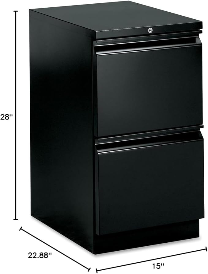 HON Brigade Mobile Pedestal | 2 File Drawers | Radius Pull | 15W | Black Finish