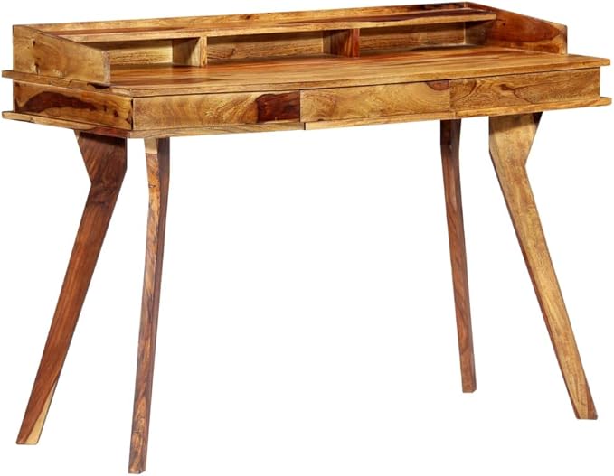 Wooden Writing Computer Desk with 1 Drawer and 3 compartments Home Office Desk Writing Study Table PC Desk Workstation for Bedroom 45.3x19.7x33.5 Solid Sheesham Wood -AA