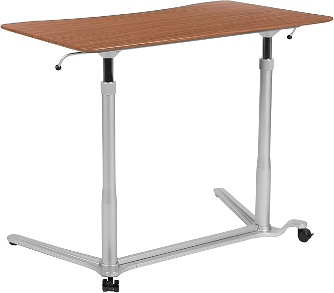 Flash Furniture Merritt Sit-Down Stand-Up Cherry Computer Ergonomic Desk with 37.375W Top (Adjustable Range 29 - 40.75)