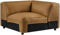 Modway Auren Vegan Leather Corner Modular Chair in Camel - Mid Century Modern Faux Leather Corner Sectional Couch - Living Room Armless PU Leather Single Sofa Chair