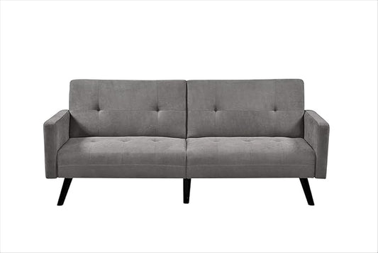 Hasano 79 Sleeper Sofa Bed - Reclining Convertible to Full Bed - Tufted Linen Upholstery Wooden Legs - Space-Saving Sofa Bed(79 L x 33 W x 33 H) Grey