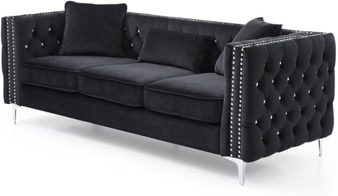 Glory Furniture Paige Velvet Sofa in Black