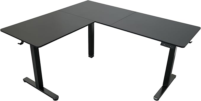 Techni Mobili 63” W L-Shaped Electric Standing Desk with 3 Memory Height Presets and 2 Accessory Hooks Height Adjustable Sit to Stand Corner Desk for Home Office with Spacious Work Surface Black