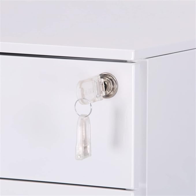 GRFIT File Cabinet Three Drawers Side Pull Metal File Cabinet White Iron Chest of Drawers for Home Office Furniture 30 * 45 * 60cm Filing Cabinets