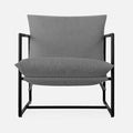 Mid-Century Modern Accent Chair Comfortable Indoor/Outdoor Lounge Chair with Cushion Armrests &amp Sturdy Iron Frame Leisure Reading Chair for Living Room Bedroom or Patio Grey