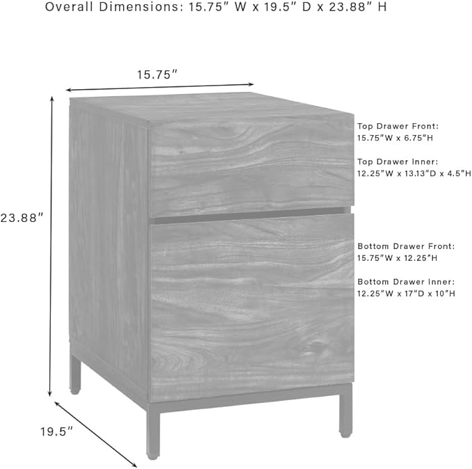 Crosley Furniture Jacobsen File Cabinet for Home Office Organization and Filing Storage Brown