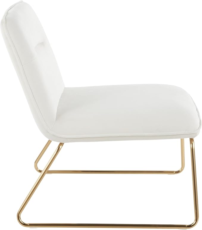 LumiSource Casper Velvet Accent Chair Armless Chair Gold Accent Chair for Living Room Comfy Chair for Bedroom Contemporary Chair
