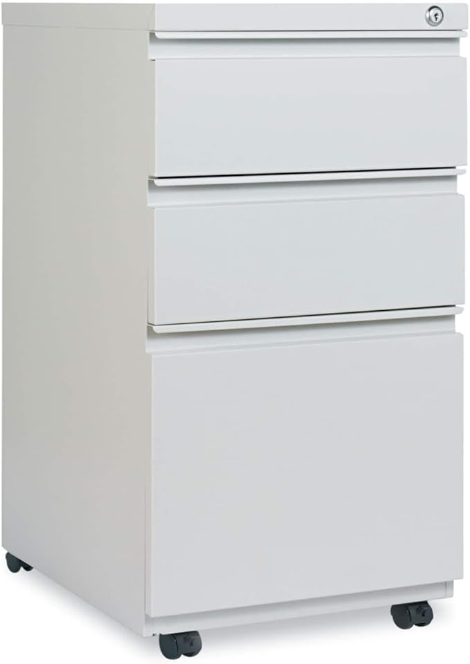 Alera ALEPBBBFLG 14.96 in. x 19.29 in. x 27.75 in. 3-Drawer File Pedestal with Full-Length Pull - Light Gray