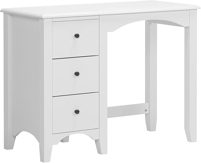 soges 38.6 inches Sofa Side Table Small Writing Desk Console Table Makeup Desk Home Office Desk Study Table with 3 Drawers White CYS-ST005