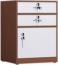 Lockable File Cabinet - 2 Drawer Office Storage with Door - Floor-Standing Filing for Home and Office(Coffee White)