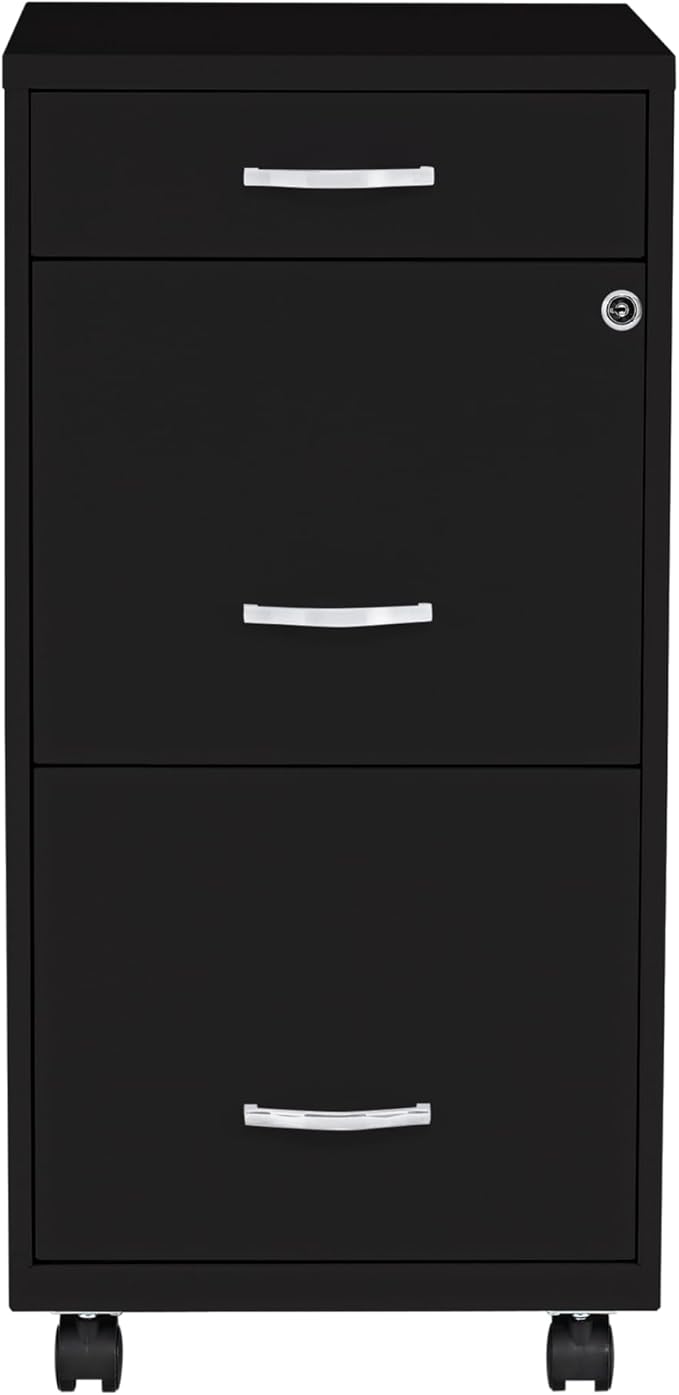 Lorell LYS SOHO Box/File/File 3-Drawer Mobile File Cabinet Black