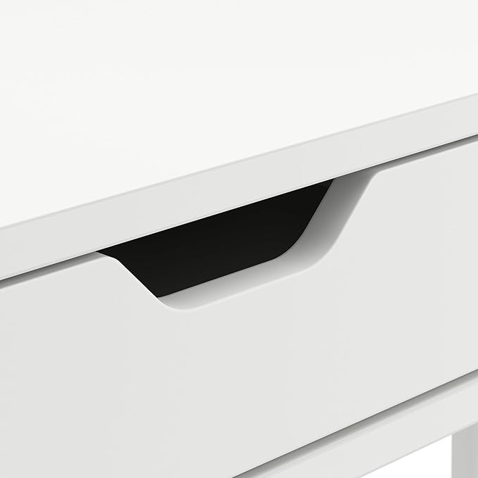 Nora 40W Writing Desk in Pure White | Compact Writing Table with Storage Workstation for Home Office or Study Room