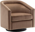 Wovenbyrd Classic Mid-Century 360-degree Swivel Barrel Accent Chair Light Brown Velvet