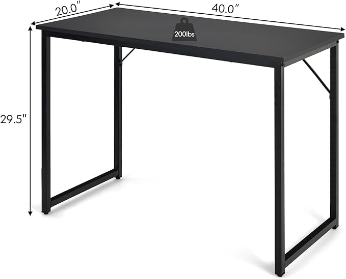COSTWAY Home Office Computer Desk 40 inch Modern Simple Writing Study Desk Metal Frame Gaming Desk Laptop PC Workstation for Living Room Bedroom &amp Study (Black)