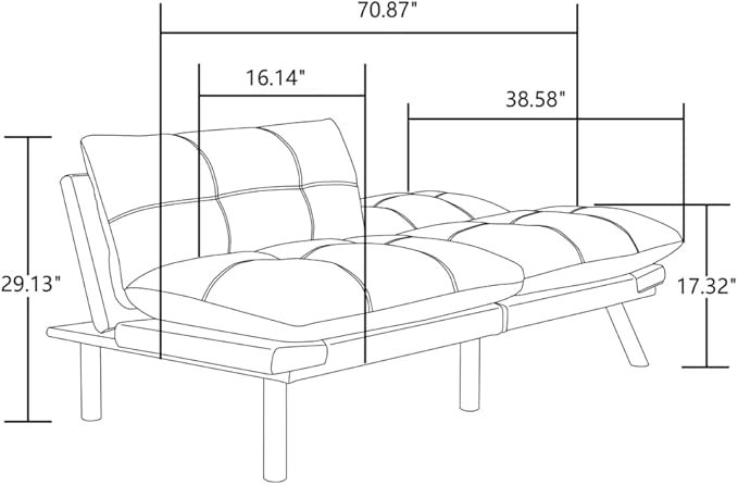 LLS 70.87 Velvet Futon Sofa Bed Modern Convertible Sleeper Sofa Couch with Adjustable Backrest and Armrests Tufted Loveseat Sofa with Metal Legs for Living Room Bedroom Apartment Navy Blue