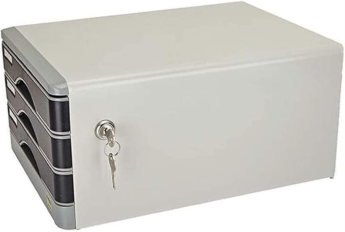 Desktop Three-Tier Metal File Cabinet with Locking Low Cabinet Drawer Type Data Cabinet Storage Cabinet Storage Tin Small Cabinet