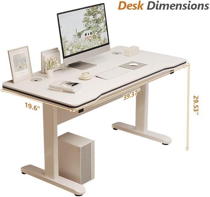Gaming Desk Computer Writing Table for Home Office Student Art Modern Simple Style with T-Shaped Metal Bracket PC Wood Suitable for Offices&ampBedrooms