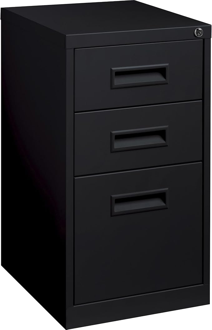 Lorell 1-Divider Mobile Pedestal Box/Box/File 15 by 19 by 27-3/4-Inch Black