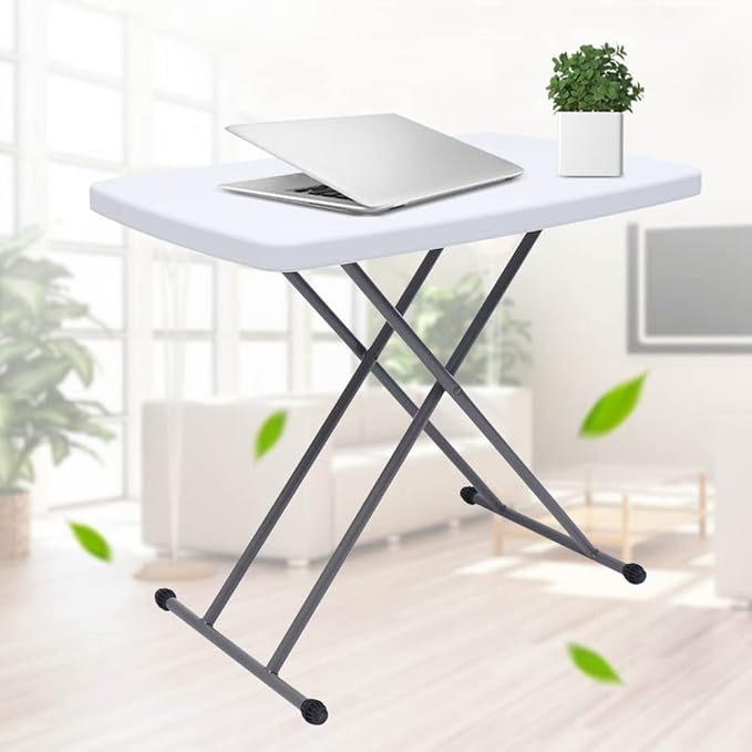 Adjustable Folding Laptop Desk Height Adjustable Folding Table Snack Desk Portable Folding Desk Writing Computer Desk for Home Office Trips No-Assembly White