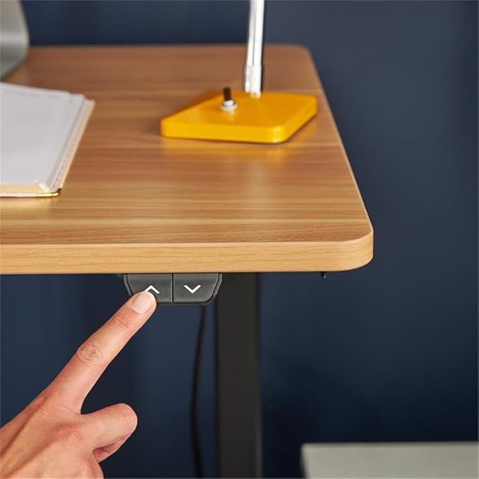 UrbanPro Electric Height Adjustable Standing Desk 47 in x 24 in Light Brown Finish Motorized Lift System Ergonomic Home Office Desk for Sitting or Standing Large Desktop Supports Up to 110 lbs