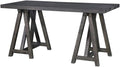 Beaumont Lane Solid Wood Writing Desk 62 in Pine Solids and Veneers Weathered Charcoal Finish Double Pedestal Base Rustic European Style Home Office Desk with Felt-Lined Drawers