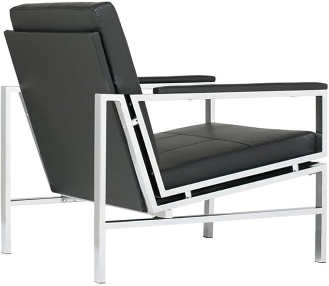 Atlas Modern Accent Chair in Blended Leather Chrome / Black