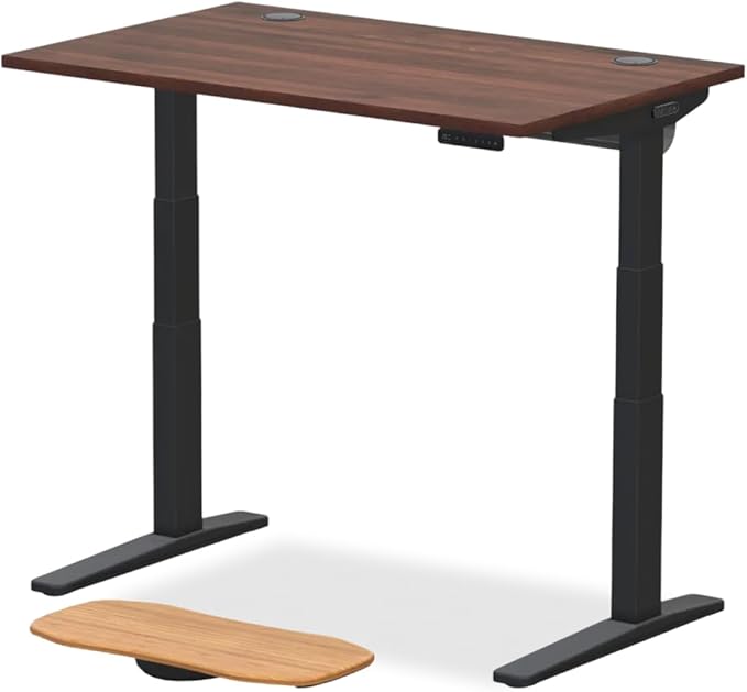 UPLIFTDESK V3 2-Leg Walnut Laminate Wood Standing Desk – Adjustable Height Advanced 1-Touch Memory Keypad Under Desk Cable Management Wire Grommets &amp Rocker Board (Black C-Frame 42 x 30 inch)