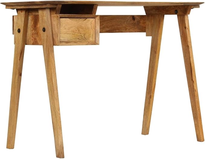 Rustic Farmhouse Computer Writing Desk Home Office Workstation 43.3 Inch Solid Wood PC Laptop Stand Console Table with a Drawer and Shelf Brown