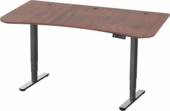 VIVO Electric 63 x 32 in Dual Motor Standing Desk Memory Height Adjustment 2B Series Dark Walnut Top Black Frame DESK-KIT-2B1D