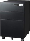 Mobile File Cabinets 3 Drawer File Cabinet W/Combination LockFully Assembled Metal Filling Except Wheels Mobile Under Cabinets(Black)
