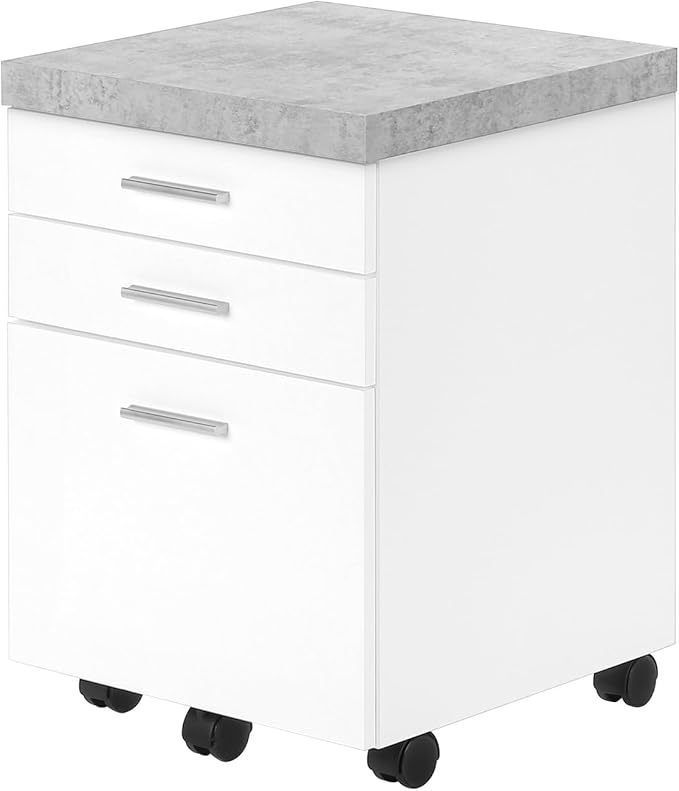 Modern White File Cabinet with Rolling Wheels - 3-Drawer Storage Printer Stand Office Desk Companion