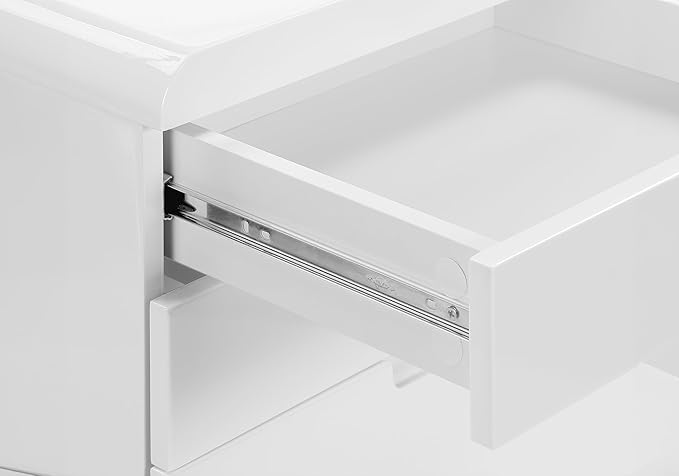 Mobile Filing Cabinet with 3 Drawers White MDF Modern Printer Stand for Home Office Study Room
