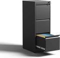 3 Drawer Small Metal Vertical File Cabinet with LockUnder Desk Storage Organizer Filing Cabinets for HomeOffice Locking Drawers for A4 Legal/Letter Size3Black