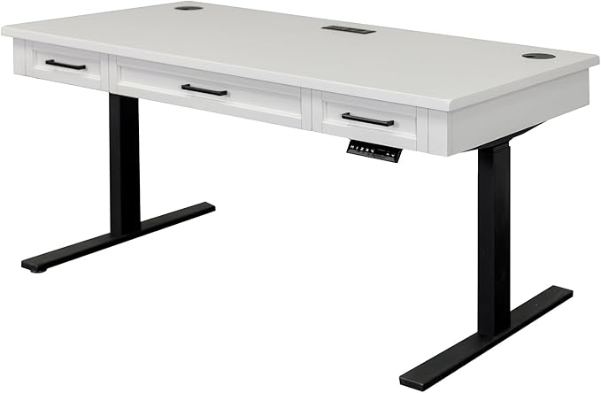Martin Furniture Modern Wood Electric Sit/Stand Desk Height Adjustable Table Desk White