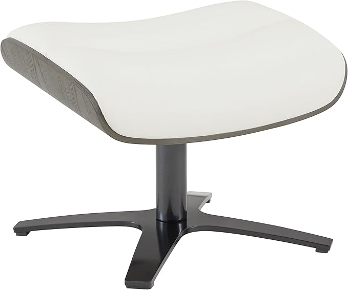 CHITA Genuine Leather Reclining Swivel Chair with Adjustable Headrest and Ottoman for Living Room White