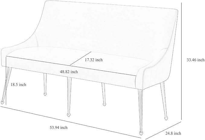 Irina Loveseat Modern Navy Easy Clean Velvet Upholstered Loveseat with Brushed Gold Leg