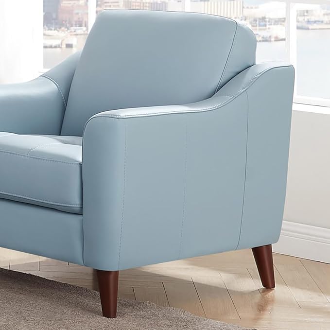 Hydeline Ersa Top Grain Leather Chair Spa Blue Memory Foam and Springs Seating