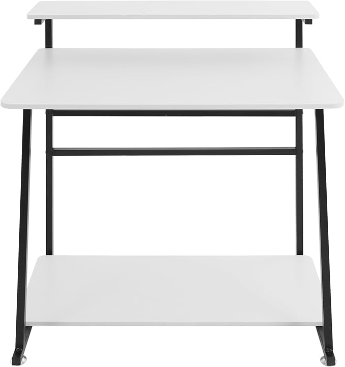 Home Office Desk3 Tier Rolling Computer Desk36inch Modern Home Desk Computer Desk Writing Table with Under Desk Storage Shelves for Home Office Study Bedroom (Black+White)