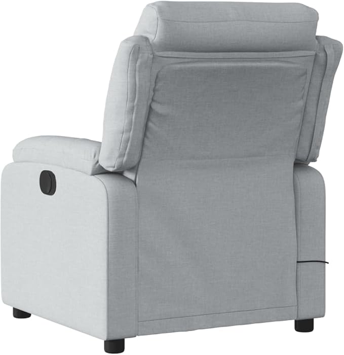 vidaXL Light Gray Massage Recliner Chair - Fabric Armchair with Manual Recline Vibration Massage Side Pocket and Sturdy Frame for Elderly/Living Room