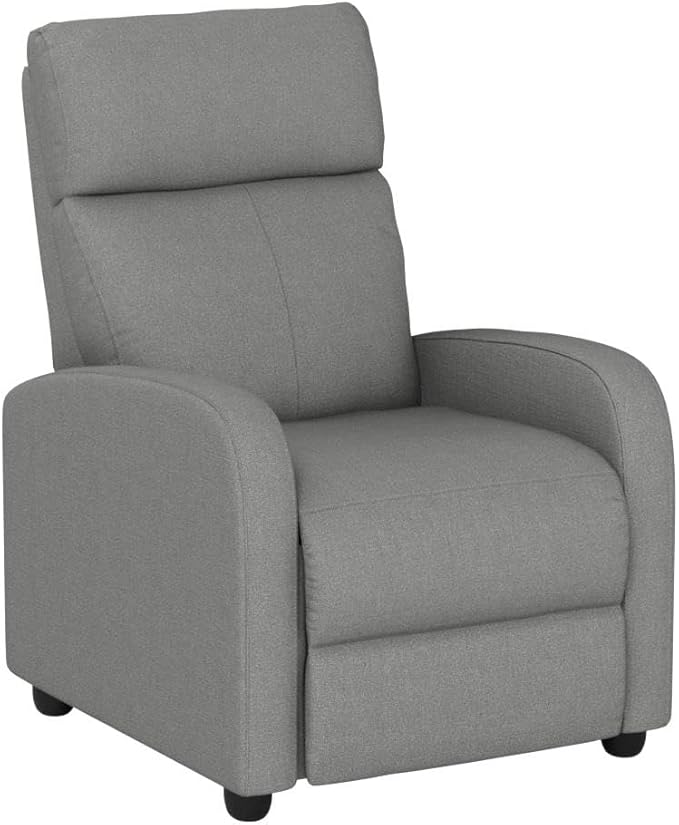 BestMassage | Recliner Chair | with 2 Point Massage Function | Textile Grey | with Lumbar Support Adjustable Push Back Footrest &amp Padded Seat | Easy Assembly | for Living Room Home Theatre