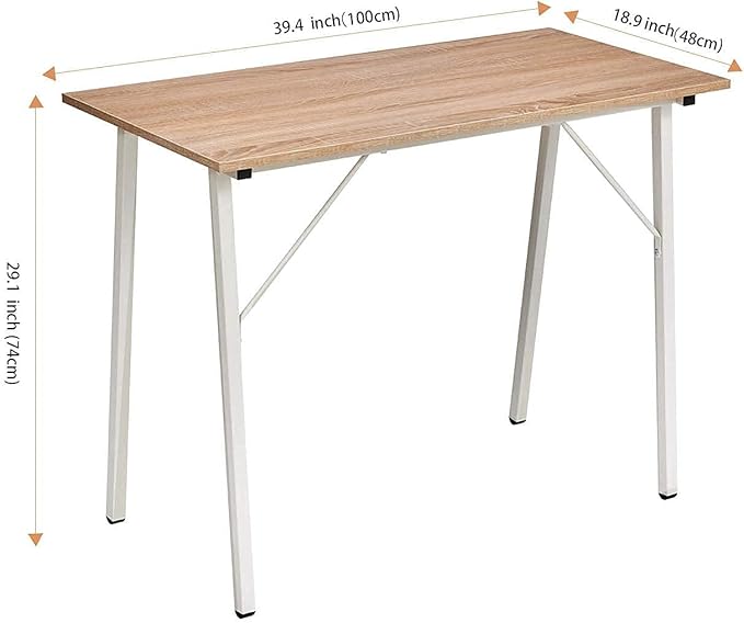 Small Computer Desk Study Writing Table for Home Office I Shaped Black Modern Desk Office Laptop Desk Sturdy Work Table PC Wood Computer Table Gaming Desk with Black Metal Frame - 39.4L* 18.9W* 29.1H