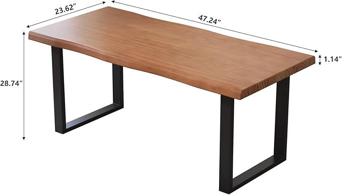 Solid Wood Office Desk 47.24 Tan Executive Computer Desk with Heavy-Duty Metal Base Multi-Purpose Desk/Dining Table Ideal for Home Office &amp Work Environments