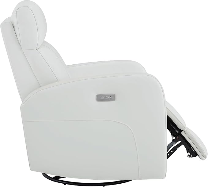 CHITA Genuine Leather Power Swivel Glider Recliner Chair FSC Certified Double Layer Backrest Truck Armrest Recliner Chair Sofa for Living Room-White