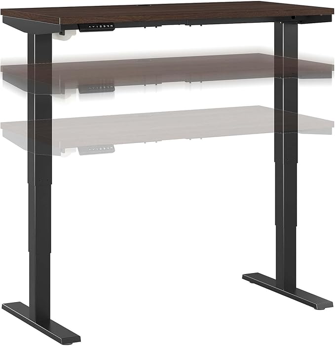 Move 40 Series by Bush Business Furniture 48W x 24D Electric Height Adjustable Standing Desk in Black Walnut with Black Base