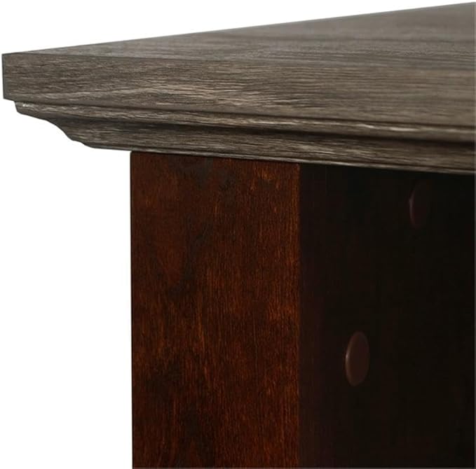 Pemberly Row Contemporary Executive Desk 71 Wide Two-Tone Brown Finish Transitional Style with Cabinet and Shelf Cord Management for Home Office Workspace
