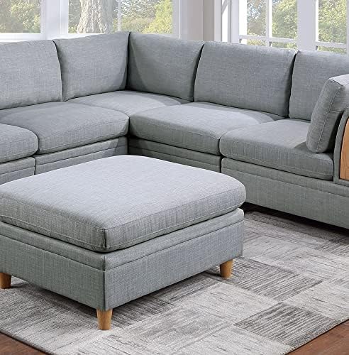 NewCosmos Living Room Furniture Armless Chair Light Grey Dorris Fabric 1pc Cushion Armless Chair Wooden Legs