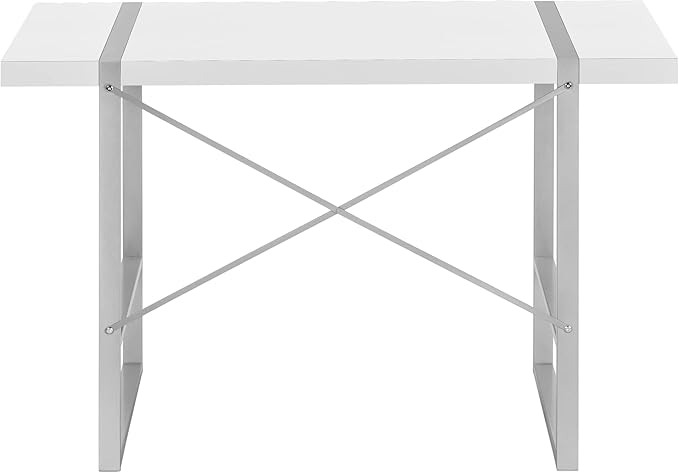 Industrial-Inspired Computer Desk 48 White Laminate Grey Metal Modern Workstation for Home Office - Laptop White
