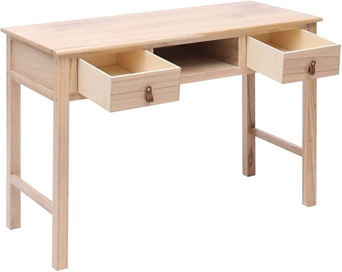 Simple Computer Desk 43.3 inch Home Office Desk Study Table Laptop Standing Desk Writing Desk with 2 Storage Drawers Makeup Vanity Console Table